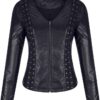 Ladies Long Sleeve Jacket Slimming Tunic Cropped Corset Bustier Outerwear Faux Leather - Image 2