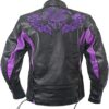 Xelement XS2027 Women's 'Gemma' Black and Purple Leather Embroidered Jacket with X-Armor Protection - Image 3