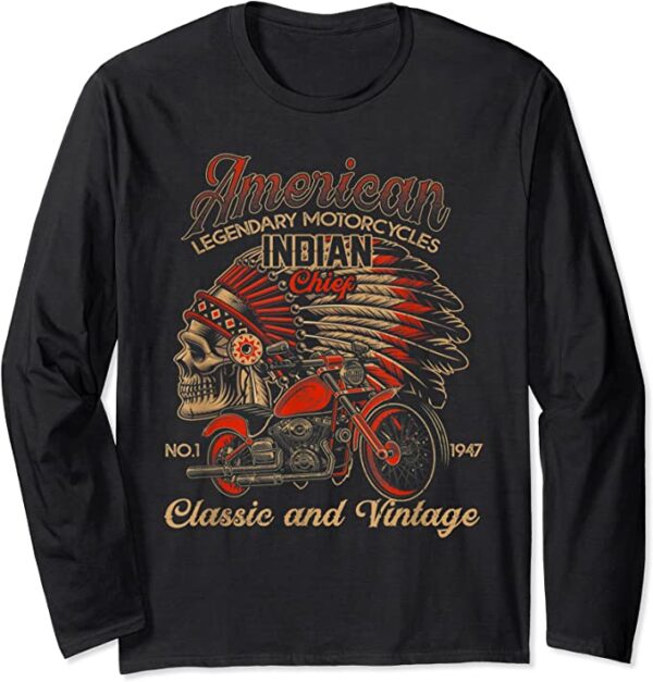 Retro Vintage American Motorcycle Indian for Biker Long Sleeve T-Shirt