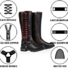 Motorcycle Boots for Women with Full Size Zipper & Lace Details - Image 2